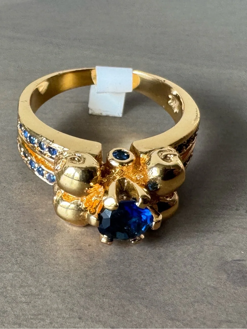 Blue Sapphire Skull Ring